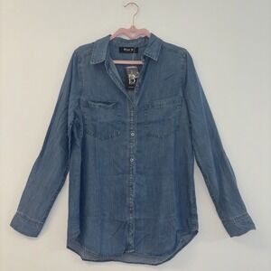Blue B Denim Jean Shirt Top Women's Sz‎ Sm Western Light Country Glam Casual